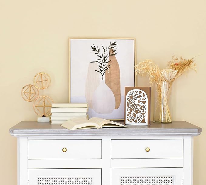 CNK Premium BookEnds - Metal Book Stoppers for Home Office, Book Shelf Holder, Decorative (Hummingbird White)
