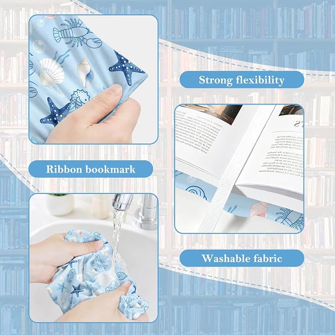 6 Pack Stretchable Book Covers, Jumbo Book Covers for Paperbacks Hardcover Books up to 9 x 11 Inches, Reusable Washable Protective Fabric Books Sleeves, Pink Bow