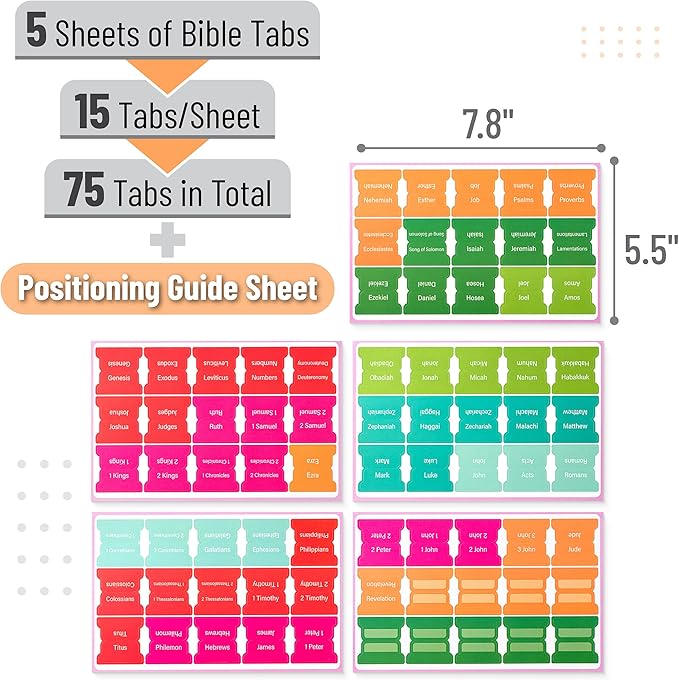 Mr. Pen- Bible Tabs, 75 Neon Laminated for Women and Men, Study Index, Bible Tabs for Study Bible, Bible Book Tabs, Bible Labels Tabs, Bible Tabs
