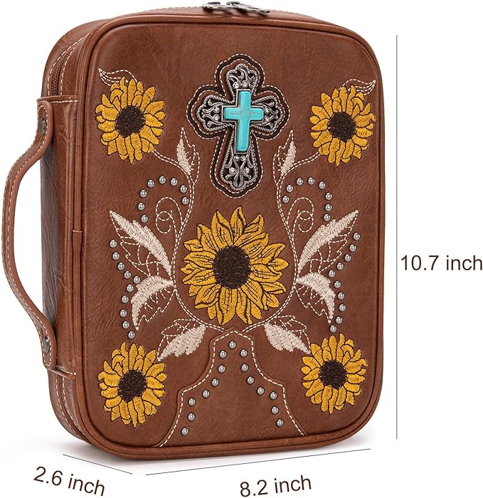 Montana West Western Style Embroidered Bible Covers for Women Men Book Carrying Case Church Bag Outdoor Bible Protective
