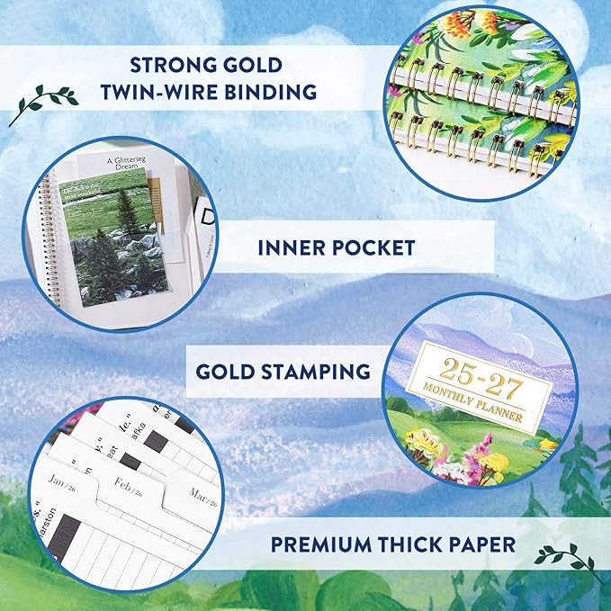 Monthly Planner 2025-2027 - 2 Year Planner 2025-2027, Jul. 2025 - Jun. 2027, 9'' x 11'' Planners 2025-2026 with Coated Tabs, Inner Pocket
