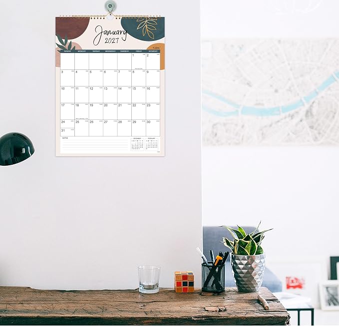 2027 Calendar - 2027 Wall Calendar, JAN 2027 - DEC 2027, 12 Monthly Calendar, 14.6'' x 11.4'', Wall calendar 2027 with Twin-Wire Binding + Hanging Hook + Julian Dates, Calendar for Organizing