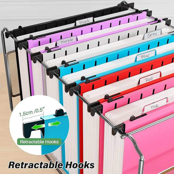 Ansook Hanging File Folder Letter Size Extra Capacity,Heavy Duty 2" Expansion Plastic File Folders Hanging with Tabs,6 Pack Reinforced Hanging File Organizer,File Cabinet Folders for Office Bulk Files
