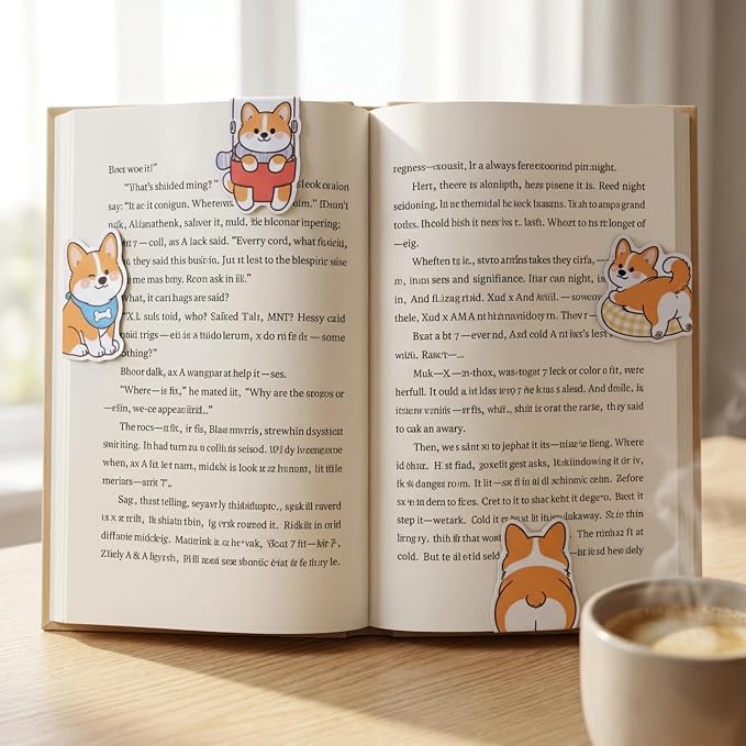 Corgi Magnetic Bookmarks Gifts - 15 Pcs Cute Dog Bookmark for Women Pet Animals Lovers Kids Students Bookworms Birthday Graduation Gift Funny Page Clips School Office Reading Accessories