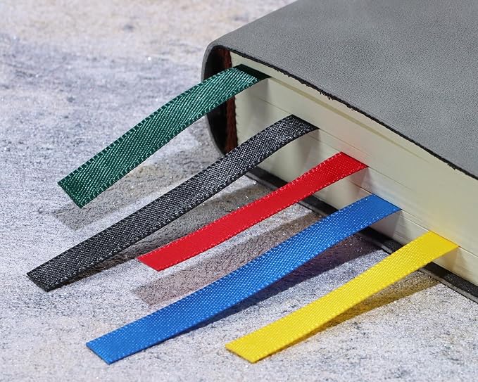 Bible Ribbon Bookmark Artificial Leather Multiple Page Marker with 5 Color Ribbons for Book Lover Reader Teacher Student Christmas Gift (Blue)