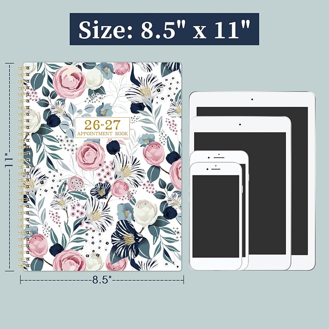 Appointment Book 2026-2027 - Daily Planner 2026-2027, Jul. 2026 - Jun. 2027, Weekly Appointment Book, Hourly Planner with 30-Minute Interval, 8.5" x 11", Colorful Tabs
