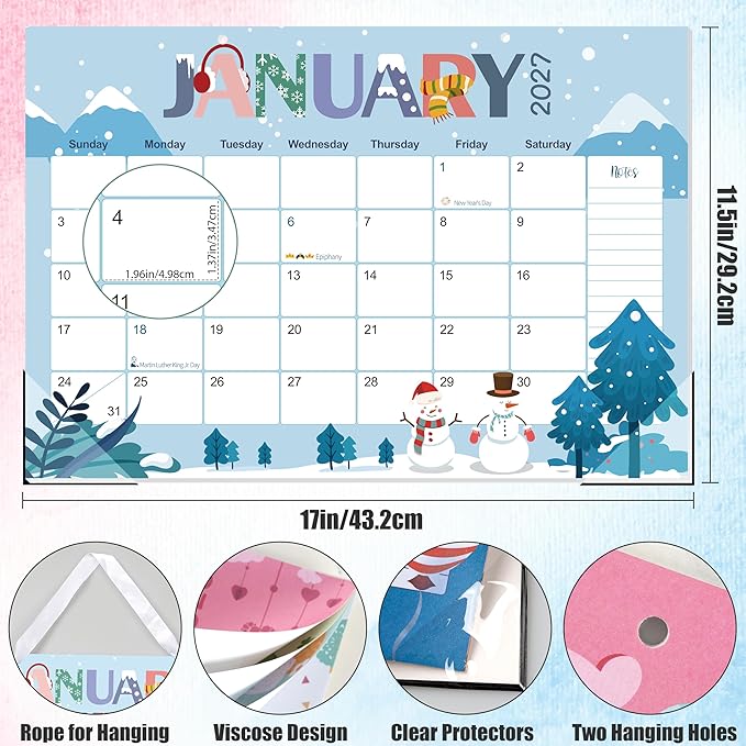Guasslee Desk Calendar 2026-2027, 19-Month School Year Calendar, 2026 Jun. - 2027 Dec, 17"x11.5" Large Monthly Desk Planner with Corner Protectors, Ample Blocks ＆ Notes for Home Office