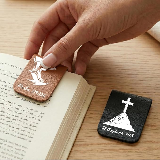 Personalized Bible Bookmark, Magnetic Leather Bookmark with Initial, Scripture Bookmark, Christian Gift for Women Men, Religious Gift, Faith Bookmark