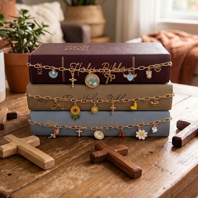 235 Pcs Bible Chain Bookmarks Making Kit, Metal Charm Bookmark DIY, Christian Scripture Accessory Faith Gift, Jewelry Bible Religious Decor for Study DIY Craft Supplies (Cute)