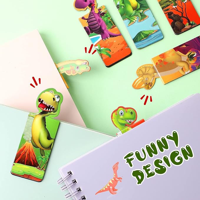 Sepamoon 12 Pcs Dinosaur Magnetic Bookmarks, Cute Page Markers for Classroom Rewards, Teacher Prize Supplies, Reading Incentives, Party Favors, Book Lovers Gifts Bulk