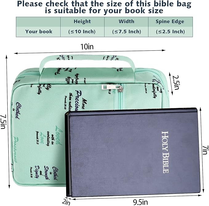Laumoi Bible Cover Case for Women 10'' Floral Bible Cover Case Women Portable Protective Bag for Bible Study Supplies(Motivational Words)