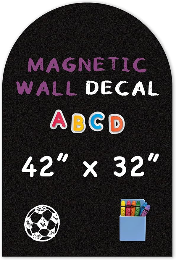 YOUNGJQ Magnetic Arch Wall Decal, Magnetic Chalkboard for Wall 42" x 32" Adhesive Backing Wallpaper (Black)