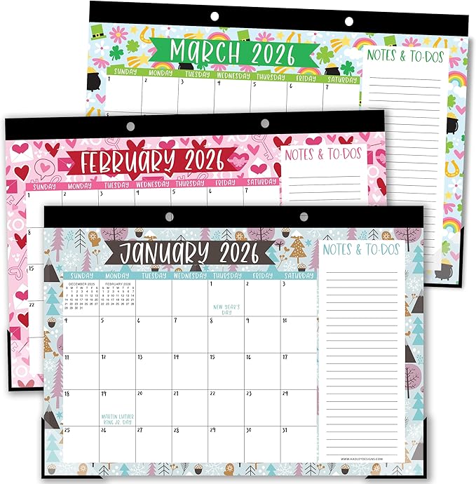 Hadley Designs Large Teacher Desk Calendar 2026-2027 - Desktop Calendar 2026, 18-Month Desk Calendars for Home, Office & Classroom, Cute Classroom Must Haves, Teacher Appreciation Gifts