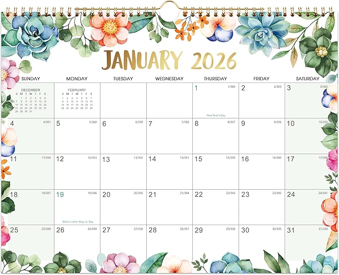 2026 Calendar - 2026 Wall Calendars, JAN. 2026 to DEC. 2026, 2026 Wall Calendar 12 Month, 14.5" x 11", Large Writing Blocks