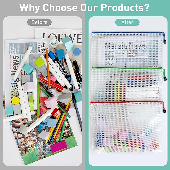 18pcs Mesh Zipper Pouch Bags Small, A5 9.5x7.2 Inches, 9 Colors Zipper Pouches for Organizing, Puzzle Storage, Travel, School, Office Supplies