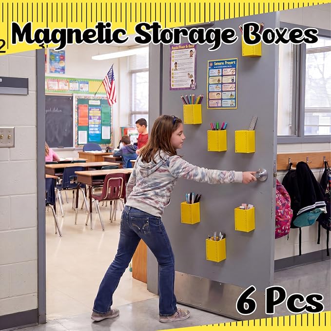 6 Pcs Ruler Classroom Decor Classroom Magnetic Storage Boxes Magnetic Storage Containers Plastics Pen Holder for Refrigerator Whiteboard Home Office School Organizer Supply
