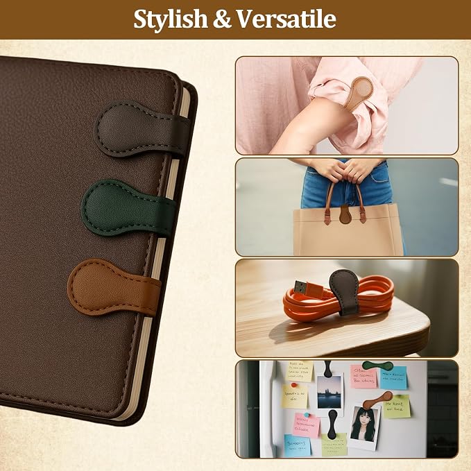 6 PCS Magnetic Bookmarks, Vintage Faux Leather Book Marks for Reading, Double-Sided Magnetic Bookmarks Book Accessories, Stylish Gifts for Book Lover Readers Men Women Teachers Students