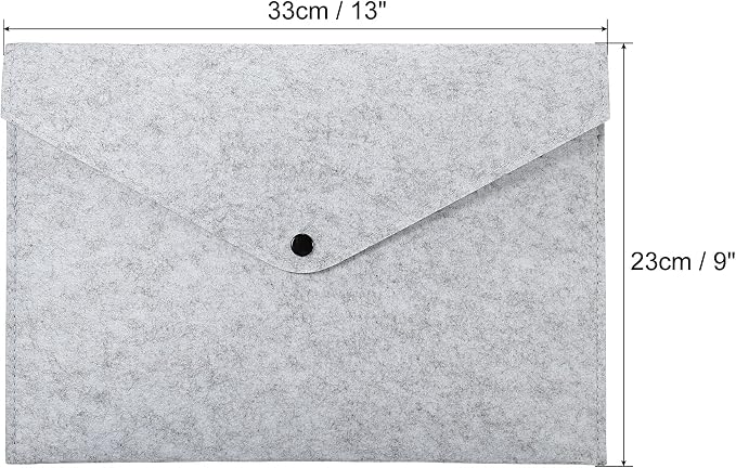 PATIKIL File Bag Felt Folder 2 Pack A4 Envelope Document Storage Pouch Organizer for Office Business, Gray Dark Gray