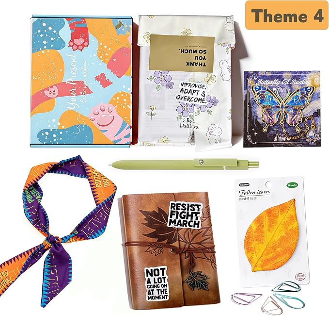 Blind Date with a Book for Book Lovers Gifts Box-10 Types of Books with Leather Retro Notebook,Luxury Bookmark,Scarf,Tags,Pens etc...Random Chosen Book with Goodies Perfect for Mother’s Day,Women