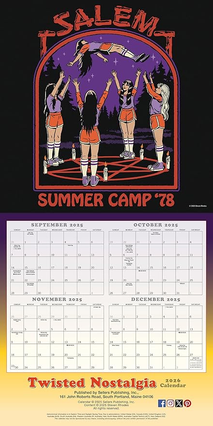 Twisted Nostalgia 2026 Wall Calendar, 12-Month Humor Calendar with Darkly Funny Life Lessons, 12" x 12", Monthly Planner with Large Grids for Home or Office