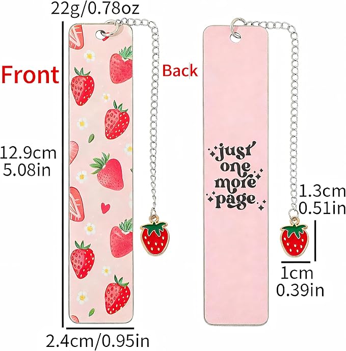 Pink Bowknot Stainless Steel Bookmark - Printed with Cute Bowknot Patterns & Equipped with Heart Pendants, Ideal for Female Readers, Perfect Birthday Gift for Girlfriends (Double-Sided C)
