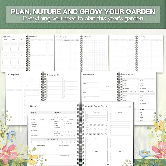 Gardening Planner & Plant Journal | Planting Calendar, Plant Care, Seed Starting, Herb Notes, Garden Planner (Botanical)