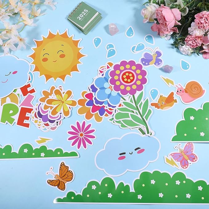 GLOBLELAND Bulletin Board Decorations Set You are Worth More Than Gold Flower Cutouts Ppaer Decor Bulletin Boards Paper Butterfly Crafts for Wall Decor