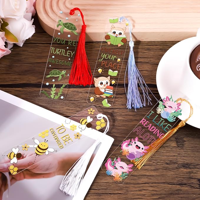 UV DTF Bookmark Stickers - 24 Sheets Animal UVDTF Decals for Acrylic Bookmarks Cute Sloth Cat Double-Sided Printing UV DTF Wraps Rub on Transfer Stickers for Book Lover DIY Blank Bookmarks