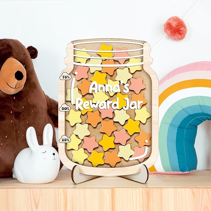 Personalized Star Magnetic Reward Jar Colorful for Kids Potty Training Star Token Good Behavior System Classroom Management Teacher Tools Back to School Gifts for Boys Girls Classroom & Home Décor