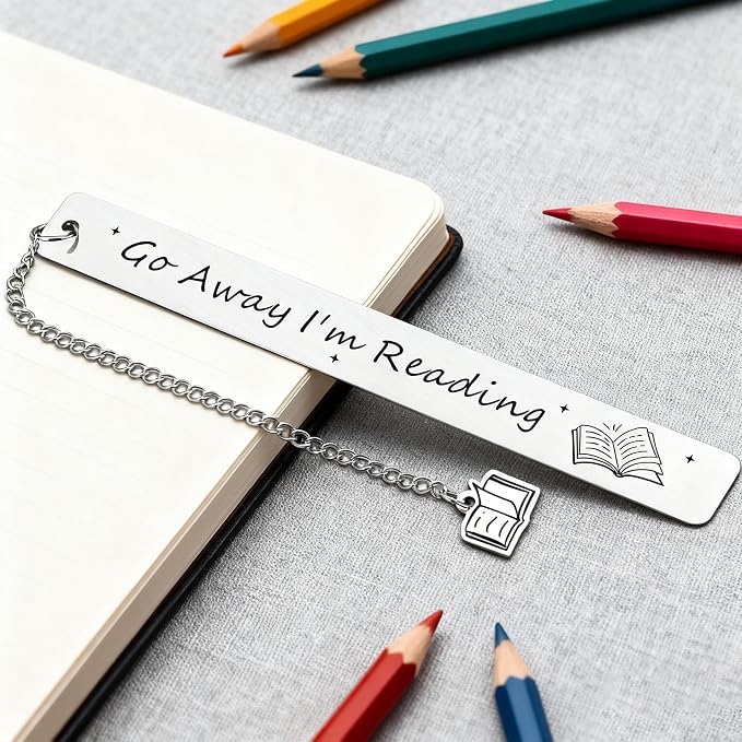 Funny Gifts for Women Men, Go Away I'm Reading Bookmark for Book Lovers, Sarcastic Gifts for Friend Reader, Bookworm Birthday Christmas Gifts for Her Him, Book Accessories