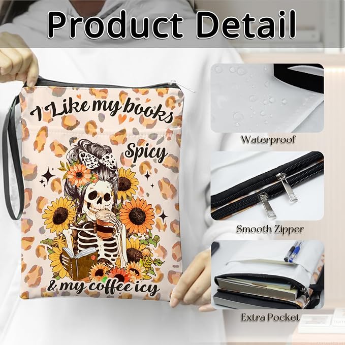 Skull Sunflower Book Cover, Book Sleeve for Book Lovers, Book Sleeve with Zipper, Waterproof Memory Fabric, Learning Supplies for Readers, Gifts for Chritsmas Thanksgiving 11.2x8.3in