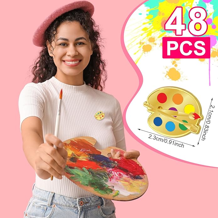 Liliaafar Paint Palette and Brush Artist Enamel Lapel Pin Hat Tie Pins Set Art Themed Brooches for Graduation Classmates Friends Art Lover Student Teacher Appreciation Gift Supplies
