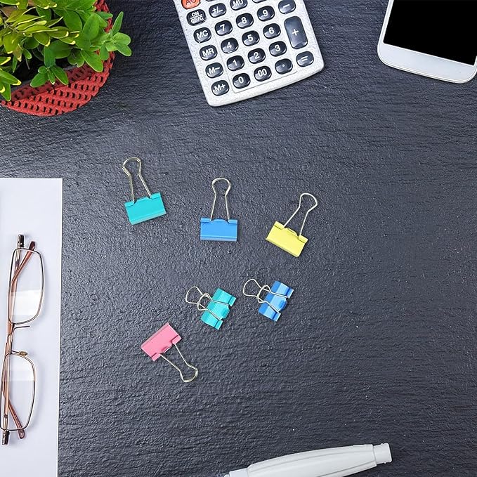 48Pcs Multicolour Binder Clips,1.25inch Colorful Tempered Steel Medium Binder Clips Paper Clamps Clips Office Supplies for Office, Home, School,Tape, Adhesives and Fasteners