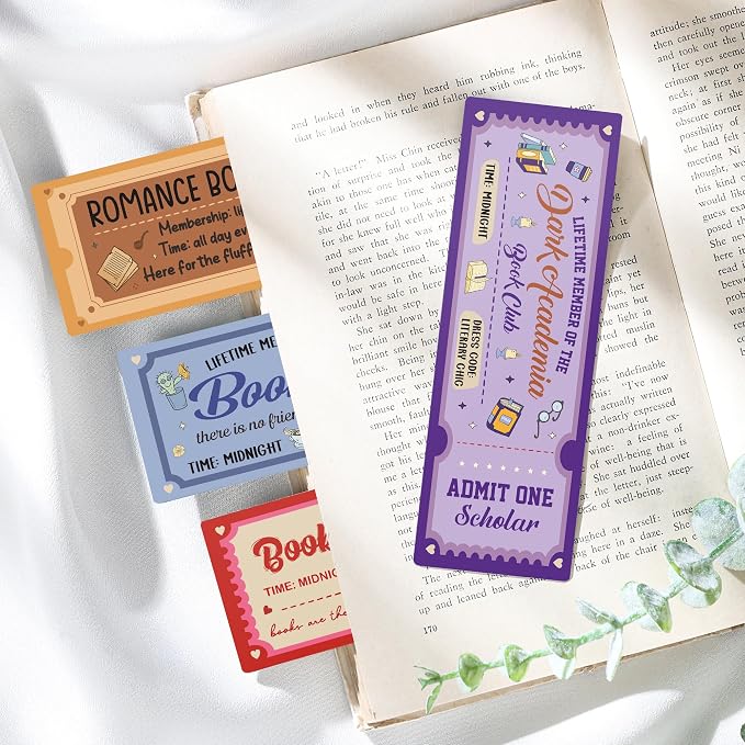 Personalized Bookmark Bulk Gifts - 100 Pcs Funny Book Club Ticket Paper Bookmarks for Women Men Books Lovers Fantasy Dark Romance Page Markers Accessories Bookish Gift for Birthday Christmas