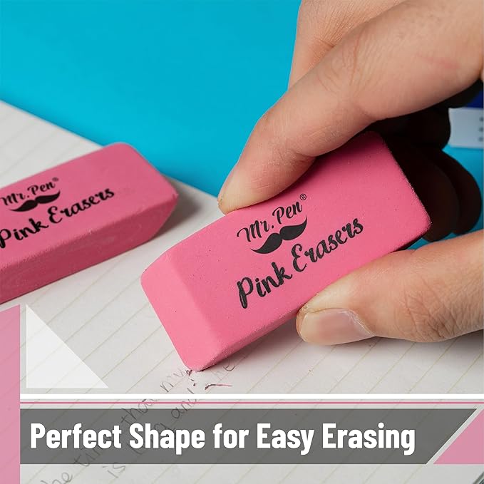 Mr. Pen- Pink Pencil Eraser Bulk, 48 Pack, Large Latex Free Block Erasers for School, Office, Art Sketching, Homework, Exams, Clean Smudge-Free Correction