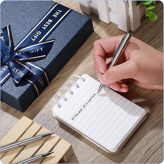 Chinco 16 Pcs Silver Mini Pens Bulk Small Ballpoint Pen Metal Stainless Steel Point Pens Pack with Copper Fittings for Pockets Notebook Notepads Office School Business Work Writing 3 Inch