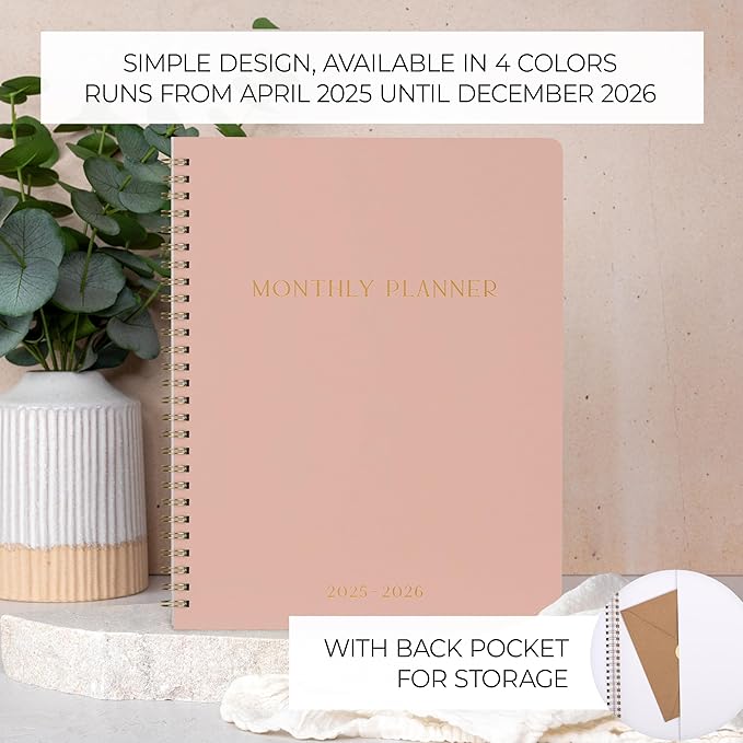 Beautiful 2025-2026 Monthly Planner and Calendar Book - Aesthetic To Do List Notebook For Women to Easily Organize Your Tasks and Boost Productivity - Runs From April 2025 Until December 2026