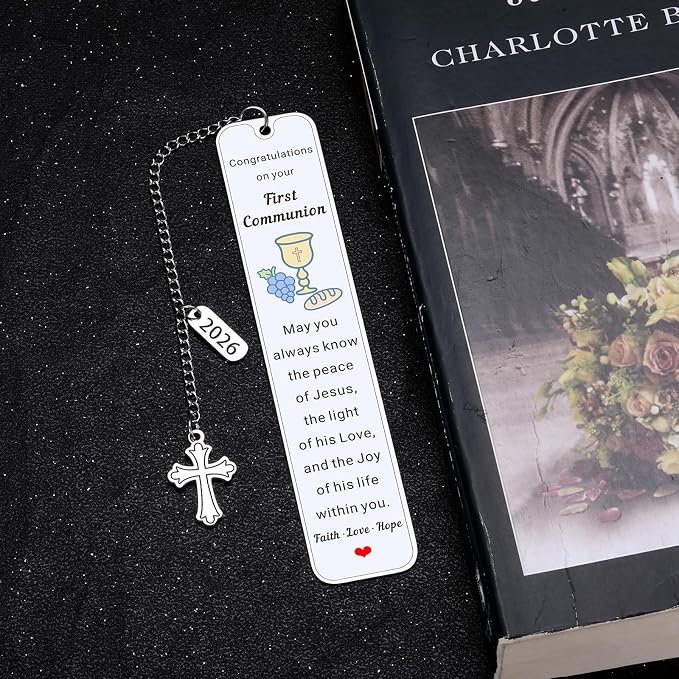 2026 First Communion Gifts for Boys Girls 1st Communion Party Favors Gifts for Boys Girls Bookmark Christian Easter Basket Stuffers for Teens Teenage Boy Girl Catholic Religious Easter Gift for Kids