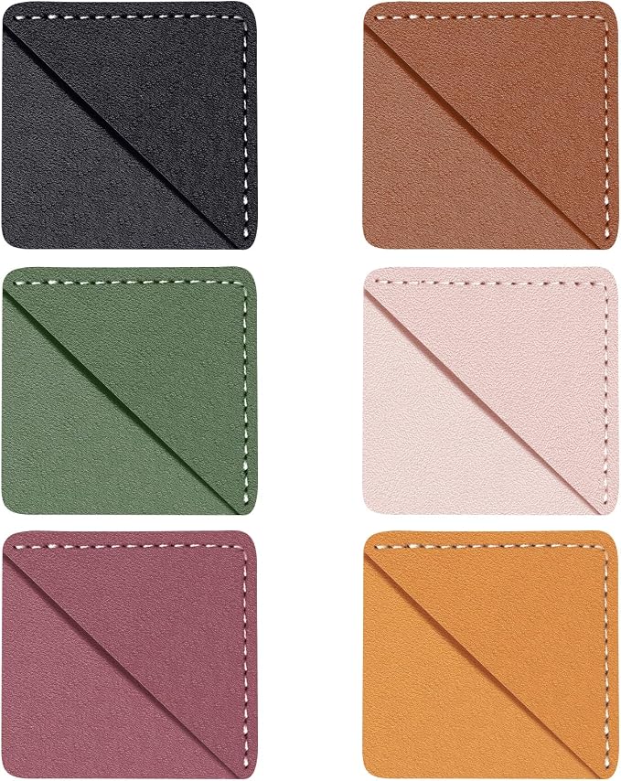 Leather Corner Bookmark, Wayzton 6 Pcs Square Page Book Marks for Women, Kids, Book Accessories for Reading Lover, Cute Handmade Book Reading Gift for Book Lovers