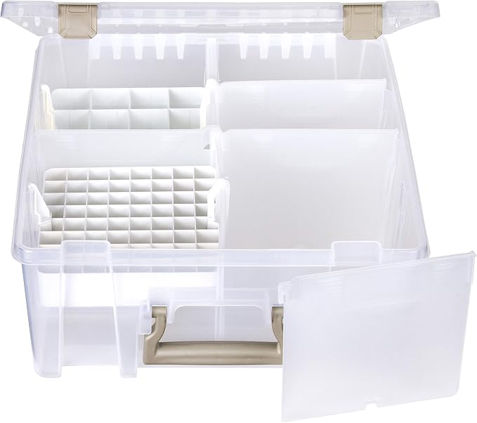 ArtBin 6993SP Super Satchel Double Deep with Papercrafting Accessory Tray, Clear, 1 Satchel & 1 Tray