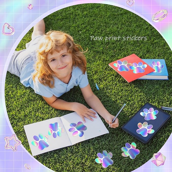 Junkin 60 Pcs Mini Paw Prints Cutouts Accents Bulletin Board Patrol Table Decorations Wall Decal Poster for Kids Educational School Home Party Supplies(Multi Color)