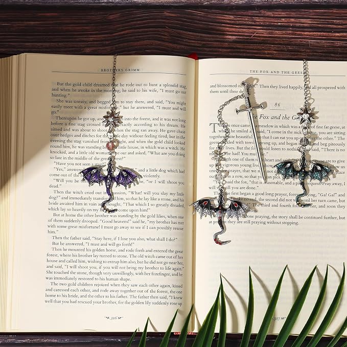 Vintage Fourth Wing Bookmark with Purple Dragon-Fantasy, Aesthetic and Unique Sword Bookmarks Accessories, Gifts for Reading Women, Men, Book Lovers, Girls, Teens, Teachers and Students