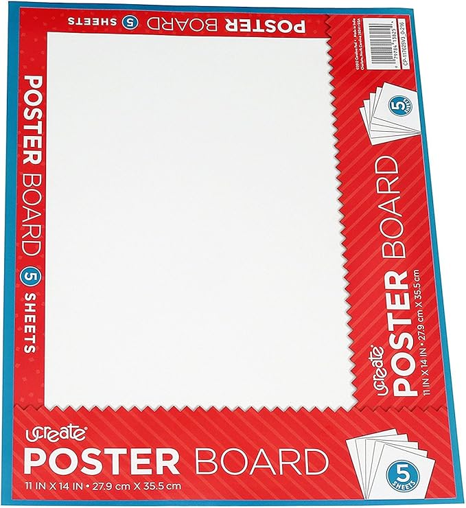 U-Create Ucreate White Poster Board, 11" x 14", 5 Pack (13825)