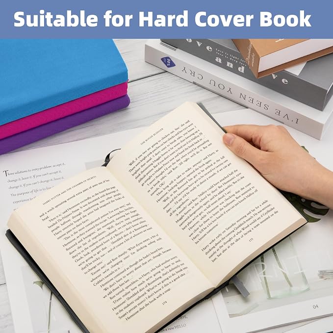 KICNIC Black Fabric Book Cover for Hardcover, 1 Pack, 6x9 Inch, Up to 8.5”x9.5”, Adjustable School Book Sleeve Protector for Teens, Stretchable Decorative Cloth Book Sox for Book Lovers