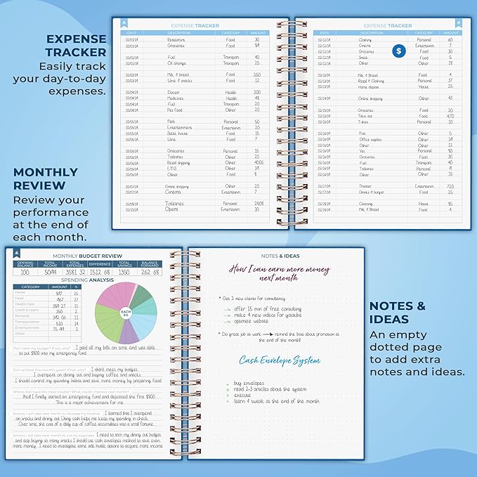 Clever Fox Budget Planner – Coiled Finance Book, Monthly Financial Journal, Budgeting Organizer & Expense Tracker Notebook, 8.5x9.5″ (Mystic Blue)