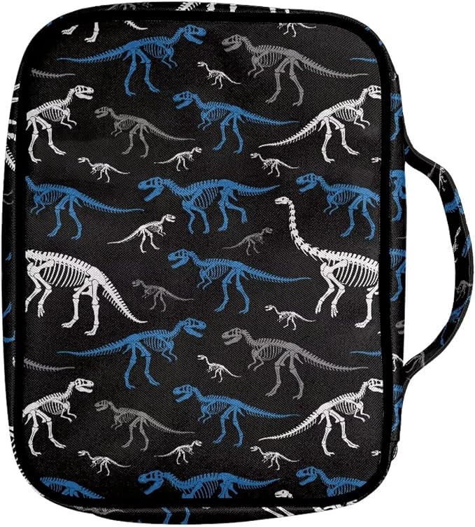 Coldinair Dinosaur Print Bible Cover for Kids Boy,Cool Bible Case Bible Carrier Carrying Organizer Purse Handbag with Zipper Pockets Protective Church Bag with Multi Pocket