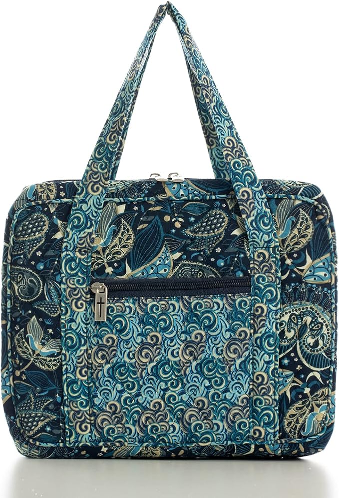 DIWI Quilted Bible Cover Large Sizes 10 X 7 X 2.75 Inches Bible Tote Good Book Case (L, C2 Royal Blue)