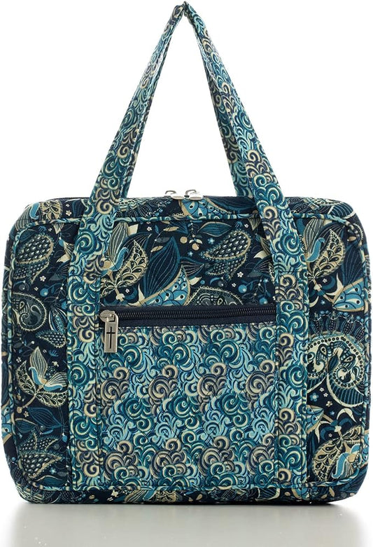 DIWI Quilted Bible Cover Large Sizes 10 X 7 X 2.75 Inches Bible Tote Good Book Case (L, C2 Royal Blue)