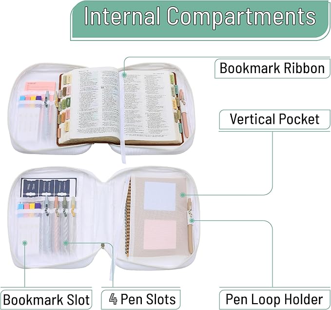 Mr. Pen- Bible Cover Case, Carrying Book Case with Durable Handle and Zippered Pocket, Bible Protective Church Bag for Men & Women, Christian Gifts, Blush Bloom