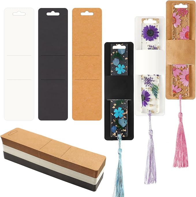 99Pcs DIY Resin Bookmark Sleeves Paper Wrapping Supplies for Small Business Gift Decoration Party Favor 3 Colors